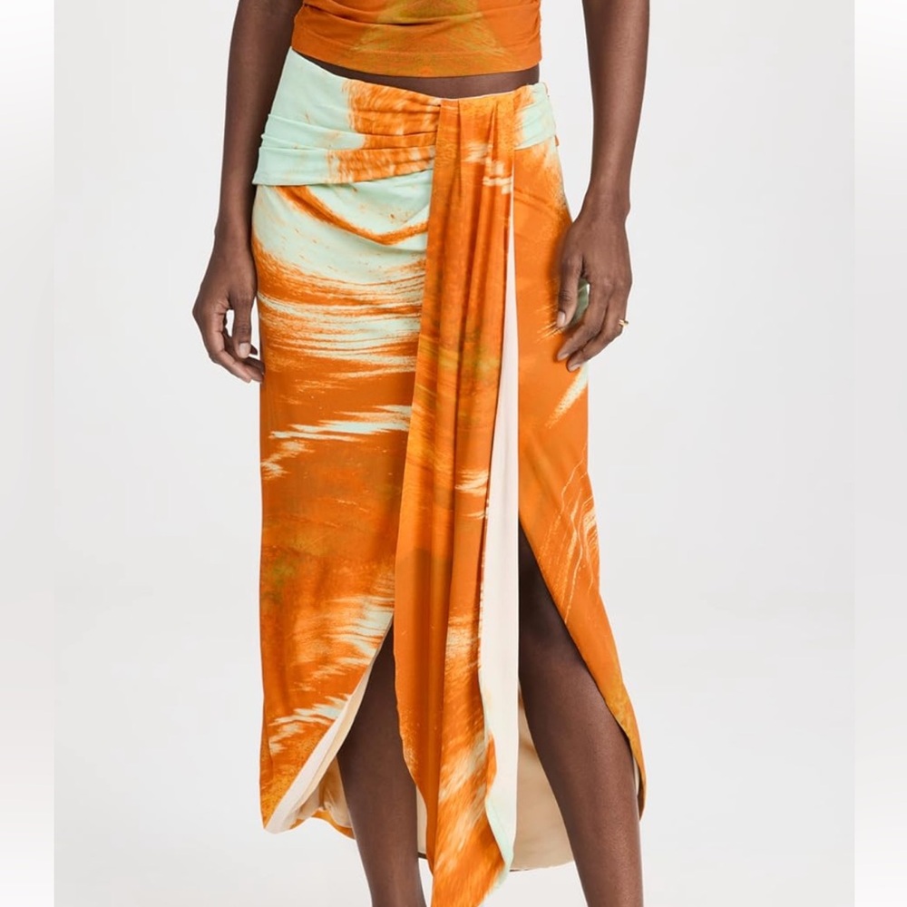 Simkhai Gwena marble printed jersey skirt